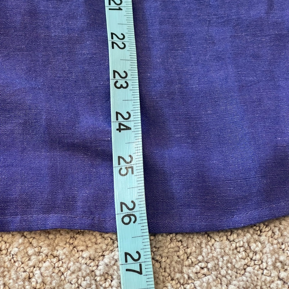 Maeve Linen Blend Short Sleeve Button-Down Shirt - Violet Blue, Anthropologie, L - Picture 10 of 16